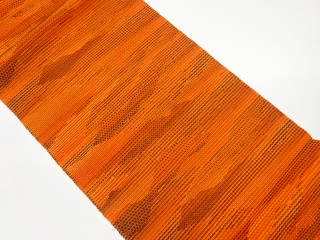 JAPANESE KIMONO / VINTAGE NAGOYA OBI FOR SUMMER / WOVEN ABSTRACT STRIPE